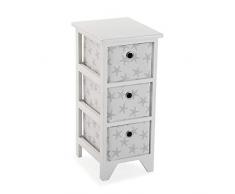VERSA Starfish Mobile per Il Bagno, Arredo Bagno, Cassettiera con 3 cassetti per organizzare, contenimento Moderno e Divertente, Misure (A x L x l) 58 x 29 x 23 cm, Legno, Colore Bianco