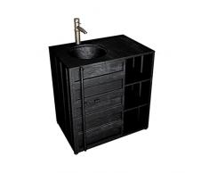 ZARBAILRE Mobile Sottolavabo con Set Lavabo, Mobile Sottolavabo Moderno Da Appoggio, Mobile Bagno Stile Industriale (B 65×46×85cm)