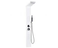 Colonna doccia in acciaio inossidabile,Sistema doccia Pannello con getti di massaggio,Doccetta a mano,Cascata e doccia effetto pioggia,130x47x15cm, 4 Selezionare modalità (bianco)