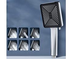Soffione Doccia Massaggiante con 6 Modalità di Getto, Doccia quadrata, Soffione Doccia Anticalcare, Grande Doccia ad Alta Pressione a Risparmio Idrico, Cromo (Argento) (Argento)