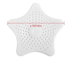 2pz. Bianco Filtro Raccogli Cattura Capelli a Forma di Stella Marina Con Ventose per Lavandino, Vasca da Bagno e Doccia