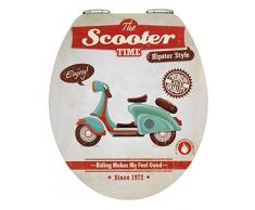 Wenko, Sedile copri-WC, in metallo, motivo: Scooter, Multicolore (Bunt)