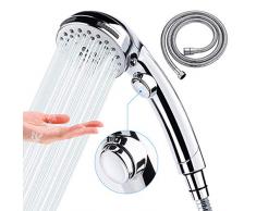 Soffione doccia, soffione doccia portatile con tubo da 1.5M (senza staffa), 6 impostazioni di getto soffione doccia rimovibile ad alta pressione con interruttore ON / OFF (B)