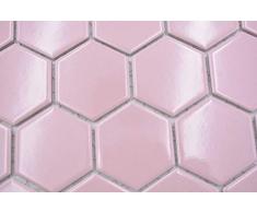 Piastrelle a mosaico Hexagon, esagonale, rosa antico lucido, per vasca da bagno, da parete, da cucina, da bagno, piastrelle, specchio, piatto doccia, rivestimento per bancone
