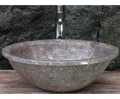 Guru-Shop Piano in Marmo Massello Ovale o Lavabo a Incasso, Bacinella Lavabo, Lavabo, Lavabo in Pietra Naturale - 50x40 cm Modello 32, Grigio, Lavabi, Lavabi, Lavabi Vasche da Bagno