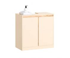 SoBuy Mobile sottolavabo a terra Mobile bagno con Armadietto a 2 Ante e Ripiani, Mobiletto Bagno Salvaspazio in Legno Beige 60x30x60cm BZR78-MI