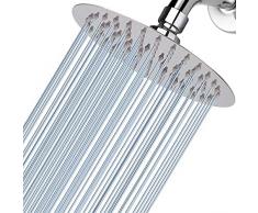 Soffione Per Doccia da 15 cm Voolan, Testa Doccia Tonda ad Alta Pressione in Inox 304, Ti Offre UnEsperienza di Doccia Confortevole Anche a Basse Pressioni dAcqua e Consente (Cromo)