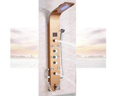 DAMO&GUYAN Colonna Doccia, Pannello Doccia Nichel Spazzolato/Bronzo lucidato a Olio con doccetta in Ottone, Rosa Dorato 8009