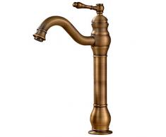 Rubinetto Miscelatore monocomando per lavabo in Ottone Miscelatore Girevole a 360 ° Bagno rubinetteria Lavabo da appoggio Alta Bocca in Bronzo Antico