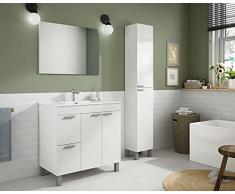 Dmora Mobile sottolavabo Ante battenti e Due cassetti, Colore Bianco Lucido, cm 80 x 80 x 45