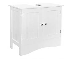 ML-Design Mobile Base per Lavabo con 2 Ante Sportelli Armadietto Arredo Bagno 60x30x60 cm Stile Country Armadio Sottolavandino Mobiletto a Terra Sottolavello Portaoggetti Multiuso in Legno MDF Bianco