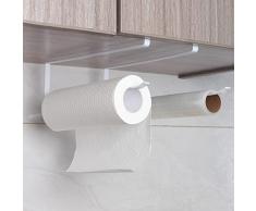 Halcyerdu Portarotolo Cucina Senza Foratura, 2 PCS Portarotolo da Cucina sotto Armadietto, Porta Carta da Cucina Sottopensile, Portarotolo da Cucina Sotto Armadietto per Cucina e Bagno(Bianco)