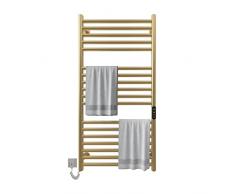 LNXGJJ Portasciugamani Elettrico, 280W 550x1100mm Scaldasalviette Intelligente a Temperatura Costante, Scaldasalviette Elettrico Bagno Oro, Schermo LED, Controllo Touch, Timer, Left Line