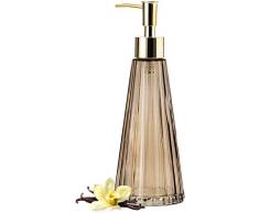 EMPO Dispenser di sapone in vetro vintage elegante, per sapone liquido/disinfettante, bottiglia di shampoo con pompa, dispenser di sapone per le mani, accessori da bagno (Marrone)