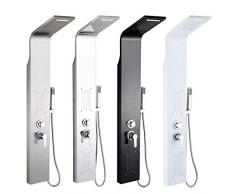 Colonna Doccia Idromassaggio Pannello Doccia Set in 304 Acciaio Inox con Miscelatore 5 Funzioni, Doccia Spa per Bagno, Altezza: 140 cm - Processo di lucidatura (Nero)