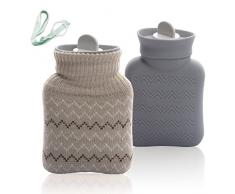 Borsa Dellacqua Calda, Borsa Dellacqua Calda Con Coperchio, Borsa Dellacqua Calda per Microonde, Bottiglia di Acqua Calda in Gomma, Boule acqua calda per Mano Piede Caldo (Grigio)