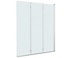 Lasamot Box Doccia Pieghevole 3 Pannelli ESG Divisorio Doccia ad Angolo Ingresso Doppio Vasca da Bagno a Parete Fermata a Muro 130 x 138 cm
