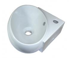 piccolo piazza ovale bianco Lavabo da appoggio in ceramica 40x23x8