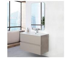 Mobile Bagno Sospeso Tortora Pastello 90x47 Arredo Moderno con Specchio