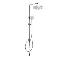 JOHO 304 Colonna Doccia idromassaggio Doccia Colonna in Acciaio INOX Cromo Colonna Doccia Senza Miscelatore Set Doccia a Pioggia con Soffione e Doccetta a Mano (D25cm tondo)