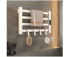 Scaldasalviette elettrico bagno basso consumo, Scalda salviette da bagno elettrico con termostato 55° Scalda Salviette da Bagno Elettrico IP24 Portasciugamani da P(Size:Left wiring -220V,Color:Bianco)