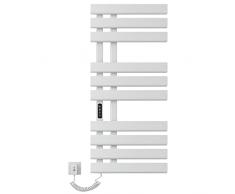 Scaldasalviette Elettrico, 500x1100mm Radiatore Scaldasalviette, Parete Stendino Elettrico, Temperatura costante intelligente Portasciugamani da Bagno Elettrico, Termoarredo Elettrico-White Left