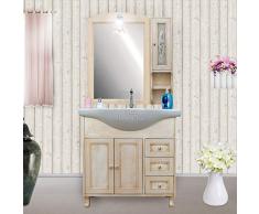 Arredo bagno color avorio decapè 85cm con specchio e pensile