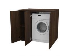 Ve.Ca. Mobile lavanderia con ante Riga 105 cm in legno, copri lavatrice/asciugatrice, diversi colori, anche su misura, bagno (Wengè)