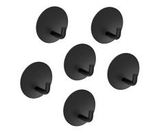 LTZGO Ganci Adesivi, 6 Pezzi Ganci per Accappatoio Bagno, Porta Asciugamani Bagno Adesivo in 304 Acciaio Inox, Appendini da Muro, Ganci Termoarredo Bagno Impermeabile per Cucina e Bagno,Nero