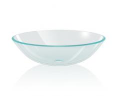 mewmewcat Lavandino in Vetro Temprato 42 cm Trasparente,Lavabo in Vetro Temprato Bagno Lavanderia Trasparente Lavandino