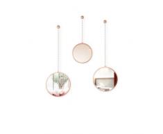 Umbra Dima - Set di 3 specchi da parete in metallo e rame, 7,6 x 24,1 x 24,1 cm