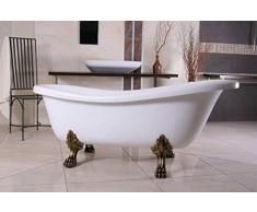 Staccata di Lusso Bagno Nouveau Roma Bianco/Old 1.560 Millimetri Oro - Bagno Barocco - Retro Vasca da Bagno dEpoca