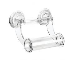 InterDesign 54420EU Euro Portacarta Igienica a Ventosa, Plastica, Trasparente, 5x5x5 cm