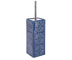 WENKO Portascopino WC Cordoba Blu, Porta Scopino Chiuso, Ceramica, 9.5 x 35 x 9.5 cm, Blu