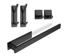 Anhow Set di Porta Asciugamani Bagno Adesivo, 5 PCS Accessori Bagno Adesivi 39CM Ganci per Asciugamani Bagno, SUS 304 Acciaio Inossidabile Porta Asciugamani Bagno - Nero