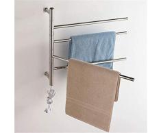 ZAKSEM Scaldasalviette, Wrh Scaldasalviette Girevole a Parete in Acciaio Inox Radiatore da Bagno Elettrico/Barra per Asciugamani da Bagno/Scaldasciugamani 9007, Asciuga Asciugamani da Bag