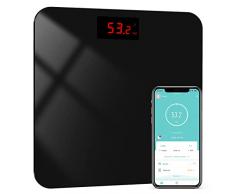 Bilance pesapersone Bilancia pesapersone digitale-Bilance impedenziometrica impedenziometrica Superficie in vetro con funzione di misurazione dei dati del grasso corporeo tramite APP (Nero profondo)