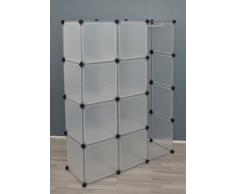 Ts Ideen 5123 Mobile da Bagno, Armadio da Cameretta con 8 Scomparti, Sportelli e Vano Appendiabiti, Polipropilene, Bianco
