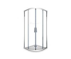BOX CABINA DOCCIA CURVO SEMICIRCOLARE ANGOLARE TONDO 80X80 90X90 H 190 CRISTALLO 6 MM TRASPARENTE EASYCLEAN PROFILO CROMO CROMATO MANIGLIA INOX (90X90)
