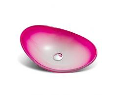 Bagno Lavabo in Vetro Temperato, Lavabo da Appoggio Lavandino Lavabo Ovale Rosa,WashBasin+Accessories