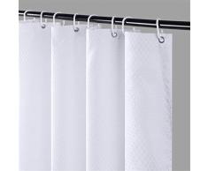 Furlinic Tenda Doccia Antimuffa Tessuto Tende Doccia Angolare Bianco Poliestere Tenda Vasca da Bagno con 6 Ganci Tenda Doccia Piccolo 90x180cm.