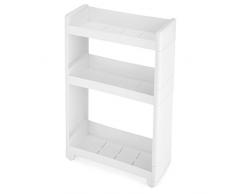 SONGMICS Ripiani Stretti Carrello Mobile a 3 Livelli per Cucina Bagno Cantina Largo 17 cm KFR09WT