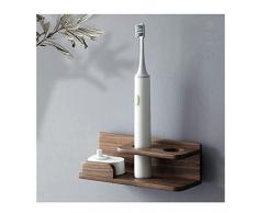 HRTC Portaspazzolino da Denti in Legno massello di Noce Nera, punzonatura Gratuita, Bagno Elettrico, dentifricio, Supporto Decorativo da Parete Semplice