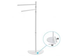 Piantana Bagno salvaspazio in acciaio, disponibili in 2 colorazioni, base ergonomica salvaspazio (Bianco, Portasciugamani)