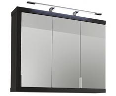 Trendteam Armadio a specchio per il bagno Armadio a specchio per il bagno, Piastra di tensione, Bianco e argento fumo imitazione