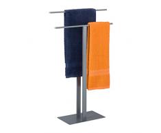 Relaxdays Piantana Porta Asciugamani, 2 Bracci a Forma di T, HLP: 82x50x19 cm, Bagno, Cucina e Camera, in Ferro, Grigio, 100%, 1 pz