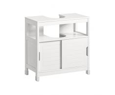 SoBuy Mobile sottolavabo per alcuni lavandini su piedistallo con due antine scorrevoli e ripiano bianco FRG128-II-W