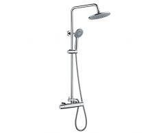 Colonna Doccia, Auralum Colonna Doccia con Miscelatore Termostatico, Soffione Doccia 9 pollici, Doccia Soffione Colonna Cromato