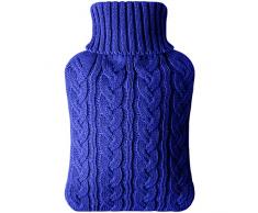 Vicloon Borsa dellacqua Calda Grande, 2L Borsa Acqua Calda, Bottiglia di Acqua Calda in Gomma, Boule Acqua Calda con Morbida Fodera in Maglia, Hot Water Bottle per Mano Piede Caldo, Blu Navy