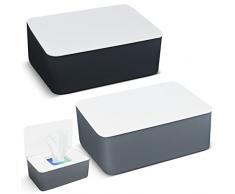 2 Pezzi Porta Scatola per Salviette, Scatola Porta Salviette Umidificate con Coperchio Porta Salviette Umidificate, Contenitori per Salviettine Scatola per Fazzoletti per Casa, Ufficio
